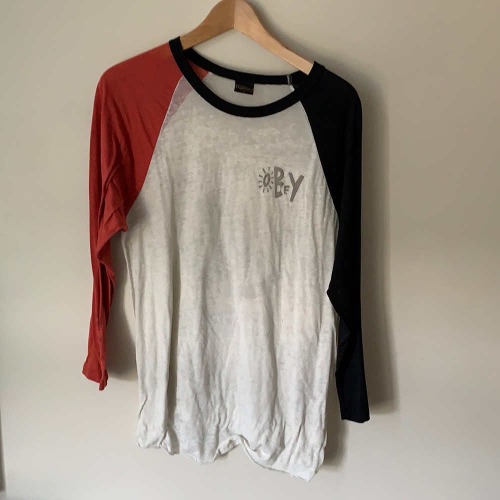 Obey baseball style t-shirt, size medium